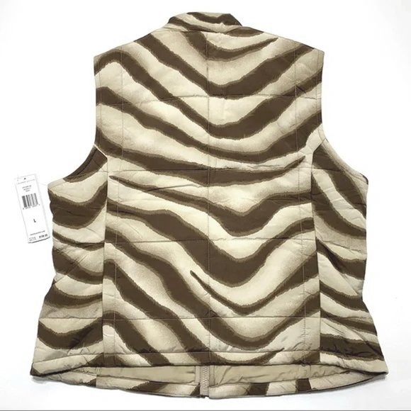 New $169 Ralph Lauren Animal Print Vest! Large  Brown, Beige & Tan Zebra Pattern - Picture 2 of 4